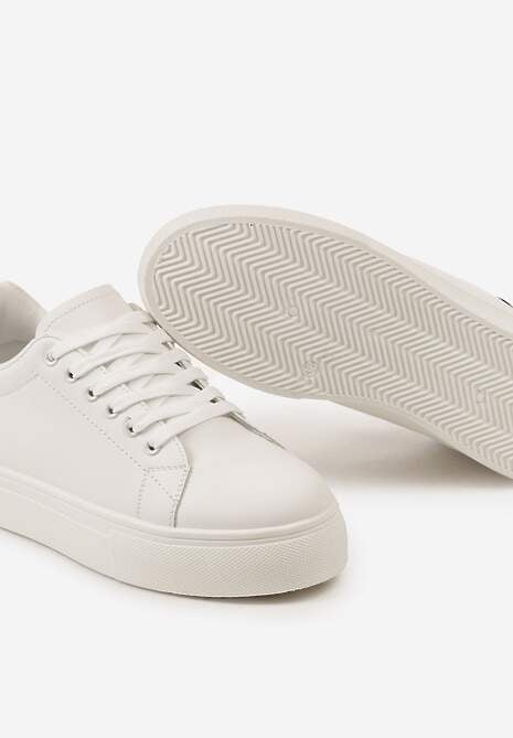 Biało-Czarne Sneakersy z Cholewką przed Kostkę na Platformie Longana