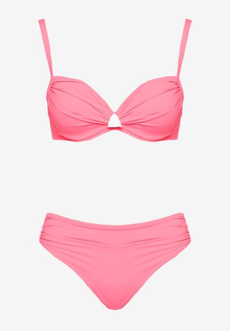 Różowe Bikini Majtki Figi Biustonosz z Trójkątną Aplikacją Natizeria