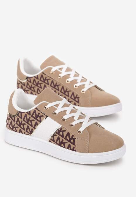Beżowe Sneakersy z Printem Casica