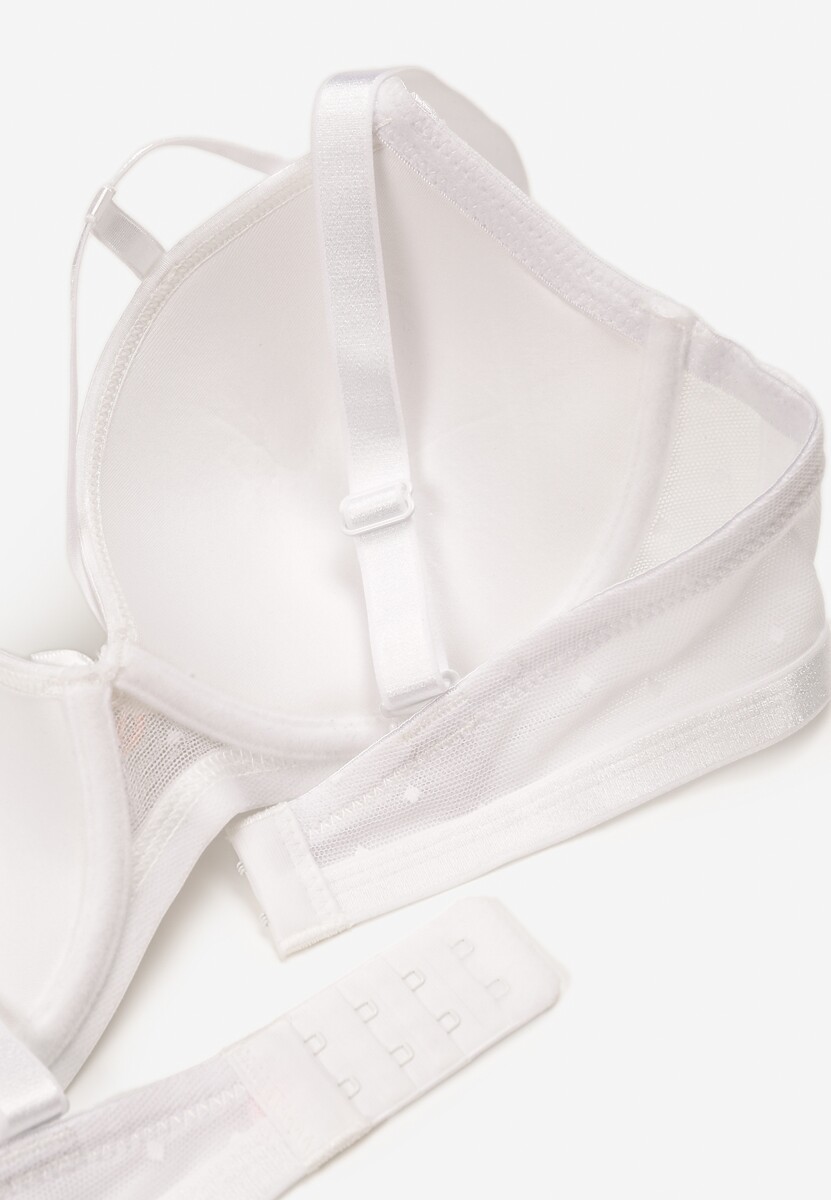 Biały Biustonosz Usztywniamy Ozdobiony Satynowymi Paseczkami Miramasa