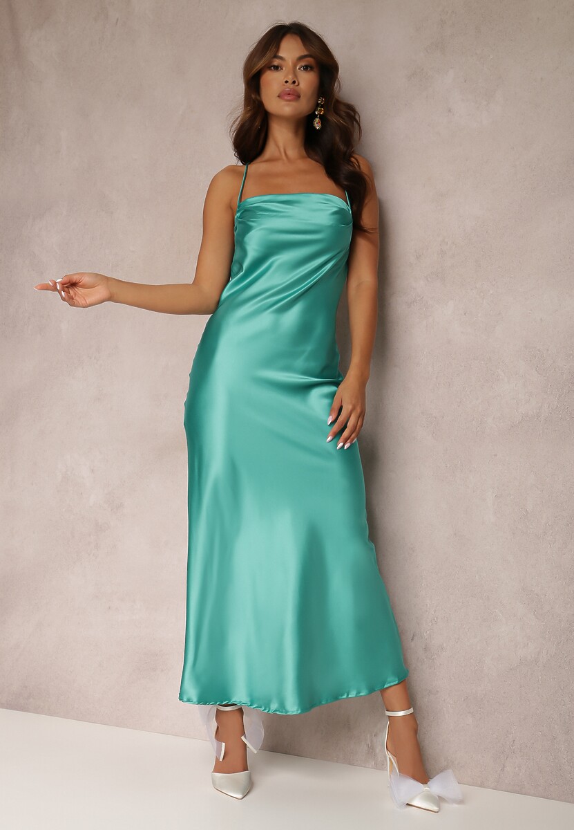 Zielona Sukienka Satynowa Chusposea