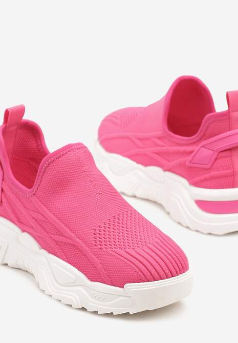 Fuksjowe Siateczkowe Buty Sportowe Sneakersy Wsuwane Zdobione Tłoczeniami Nusadela