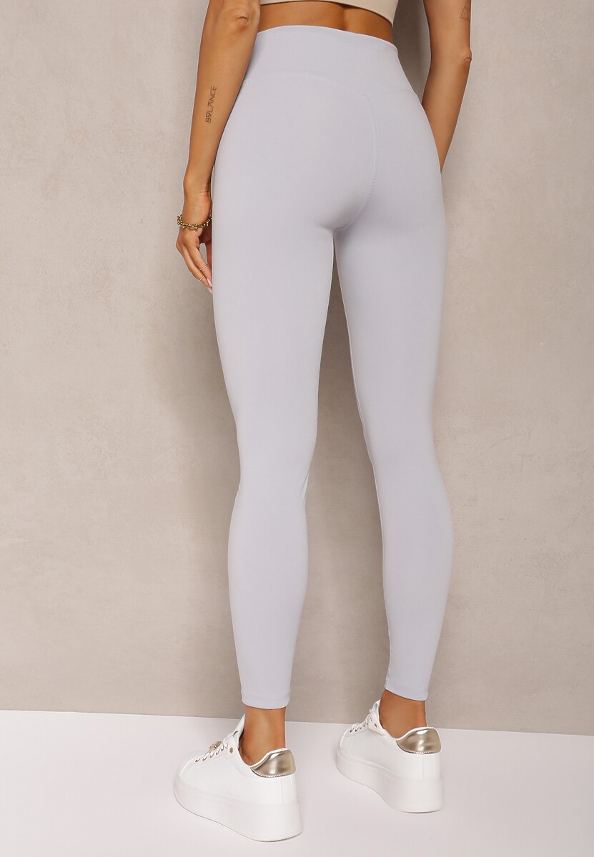 Jasnoniebieskie Sportowe Legginsy High Waist Quarefia