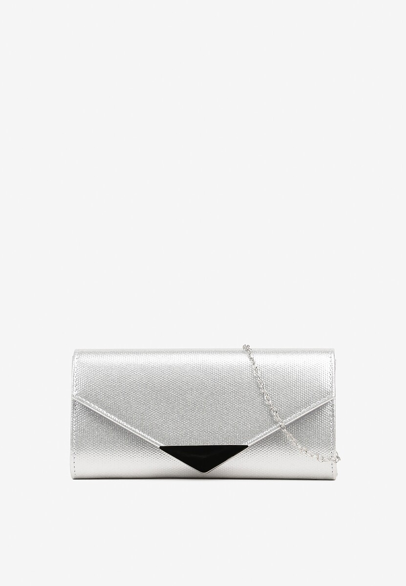 Szampańska Torebka Kopertówka z Ozdobną Aplikacją i Dodatkowym Łańcuszkiem Idanella