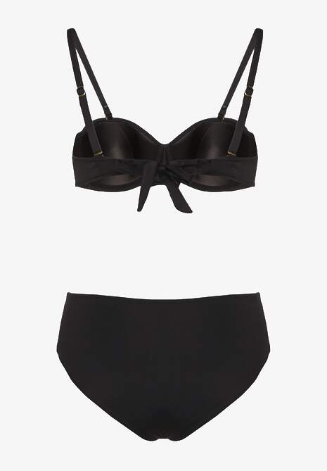 Czarne Bikini Biustonosz Ozdobiony Geometryczną Aplikacją i Majtki Figi Kinrina