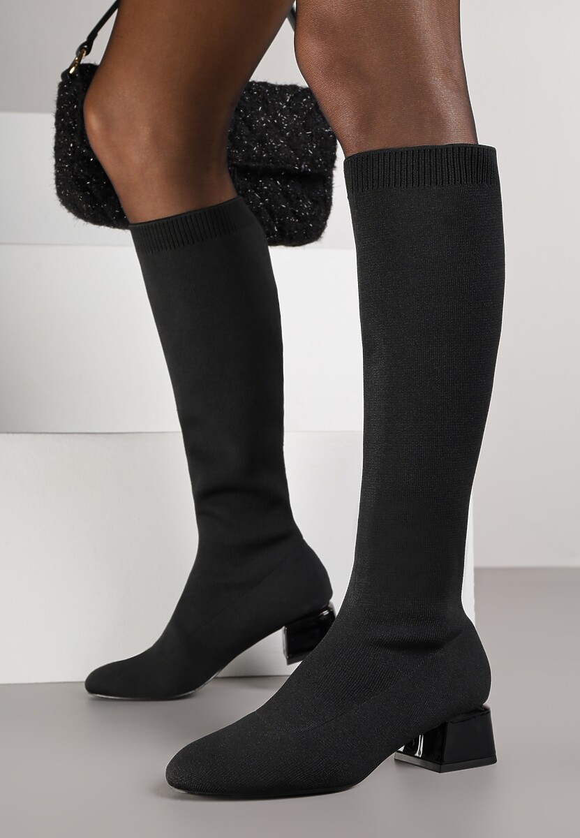 Czarne Kozaki Vices na Stożku z Elastyczną Cholewką Garsse