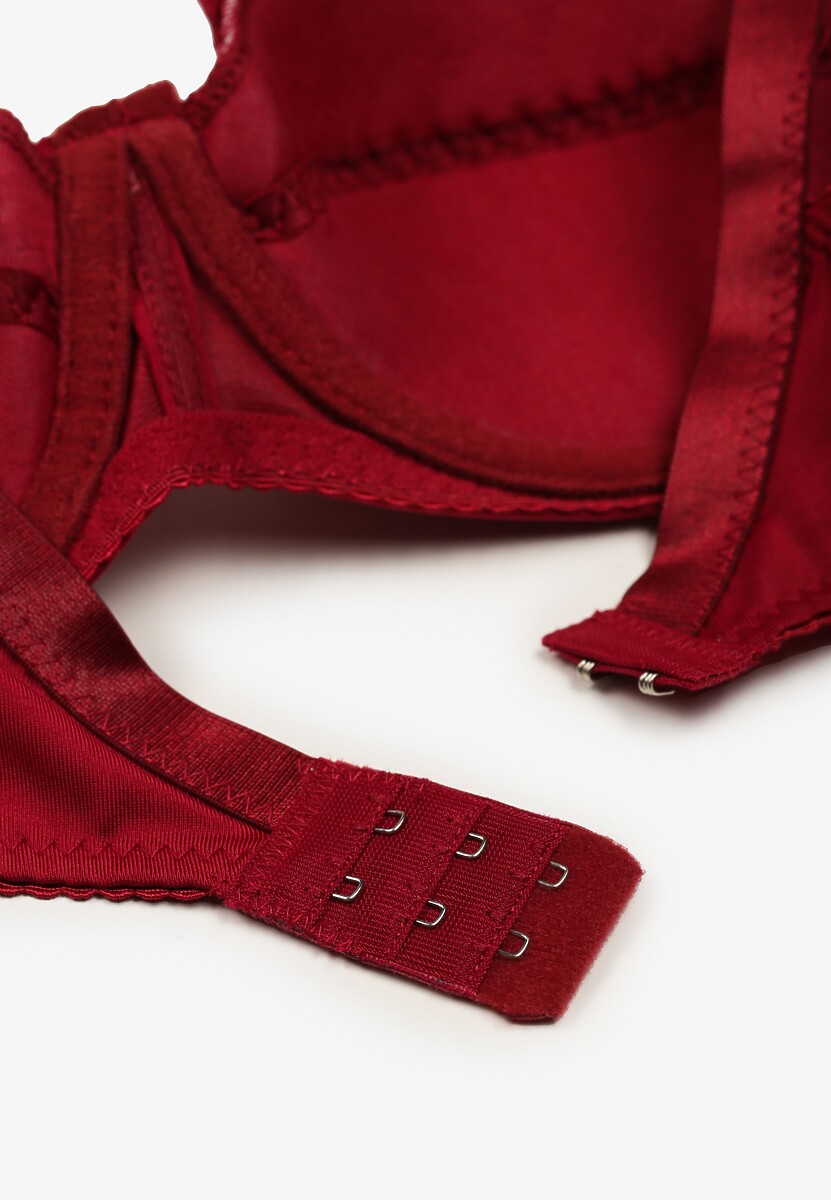 Bordowy Biustonosz o Kroju Full Cup z Koronką Alifedi