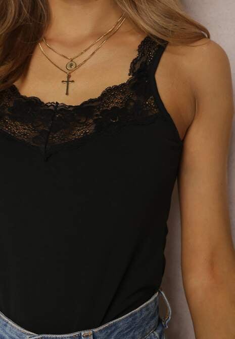 Czarny Top Bawełniany Kasione