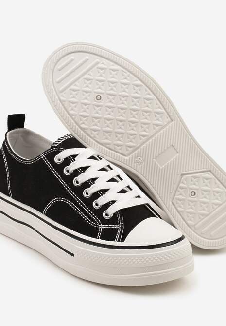 Czarne Casualowe Trampki na Niskiej Platformie Natirinne