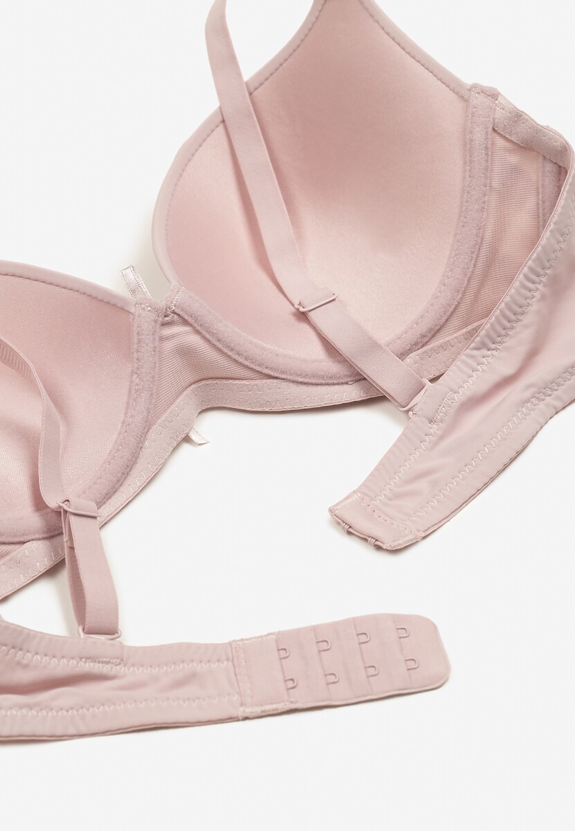 Jasnofioletowy Biustonosz Miseczka B Push-Up na Regulowanych Ramiączkach Ozdobiony Aplikacją Alerisia