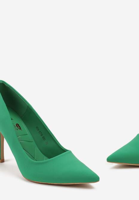 Zielone Gładkie Szpilki ze Szpiczastym Noskiem Gailbera