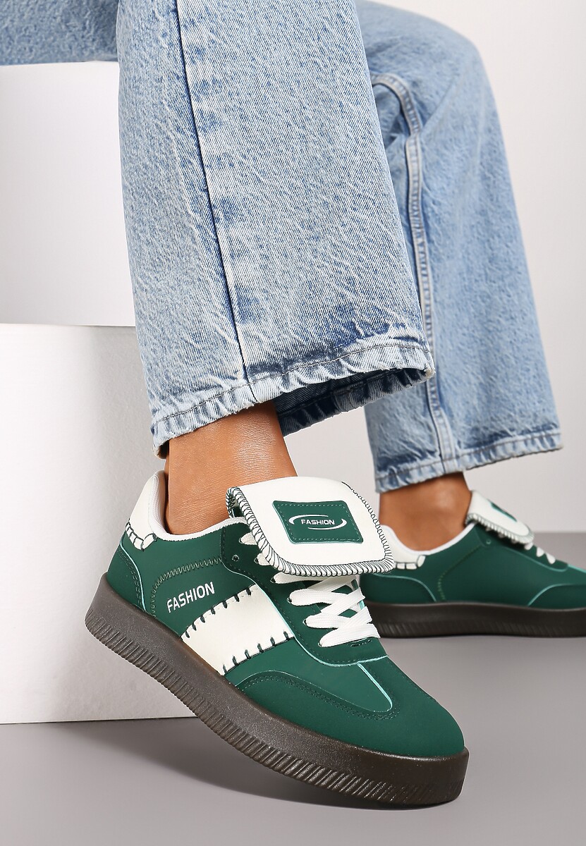 Czerwone Sneakersy na Platformie z Kontrastującymi Detalami i Wywiniętym Językiem Amirila