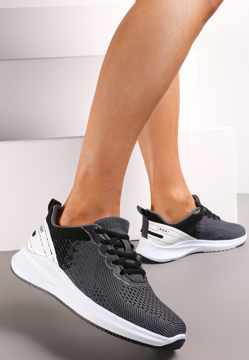 Czarne Buty Sportowe przed Kostkę z Przeszyciami Kersti