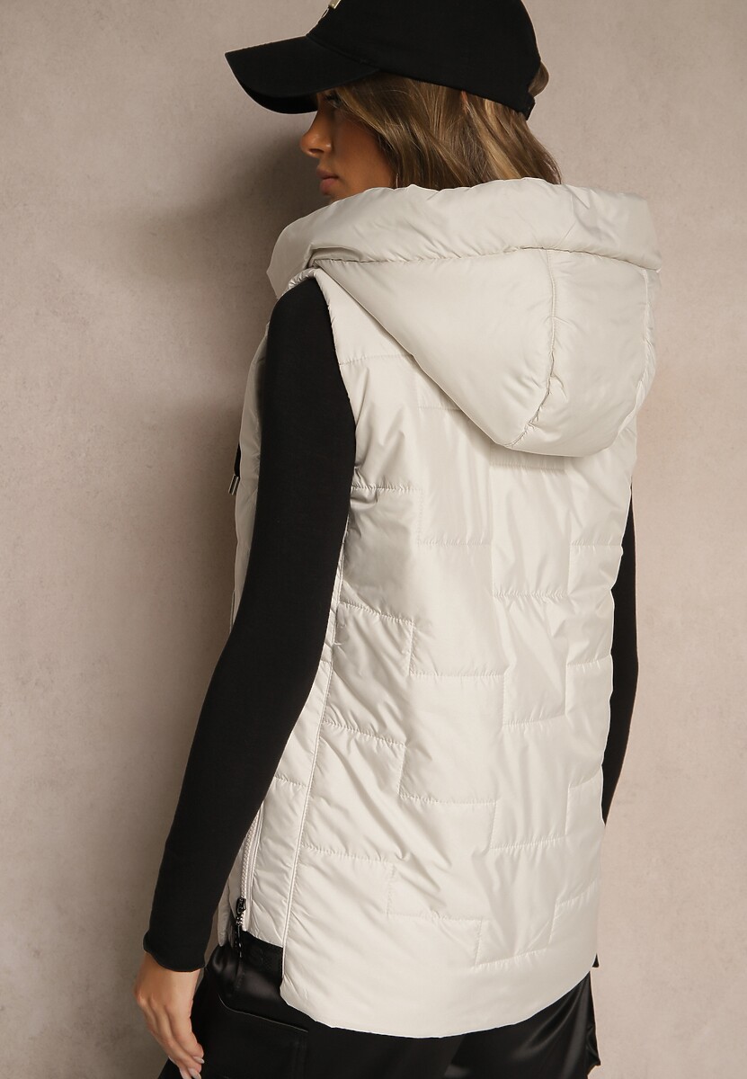 Jasnoszara Pikowana Kamizelka z Kapturem w Klasycznym Stylu Tulorina