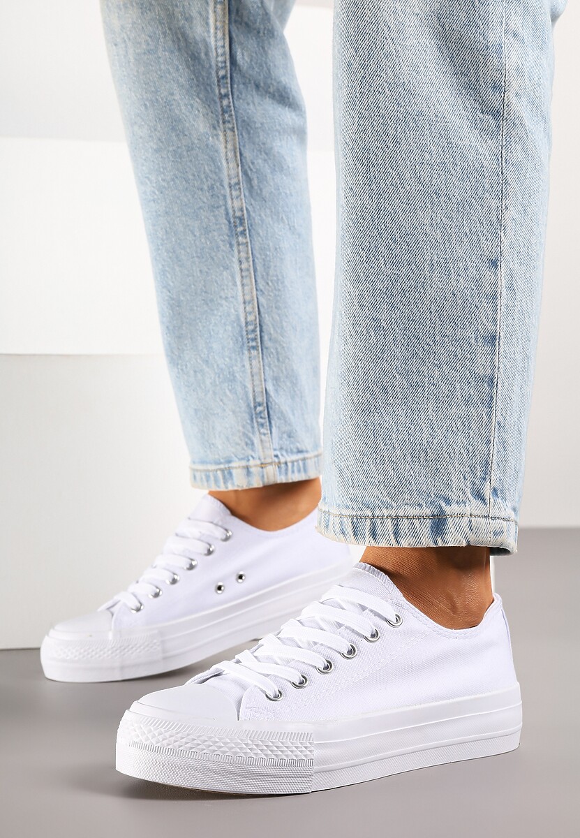 Białe Trampki Vices na Platformie z Niską Cholewką Tiloria