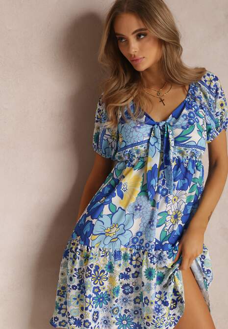 Biało-Niebieska Sukienka Phaenima