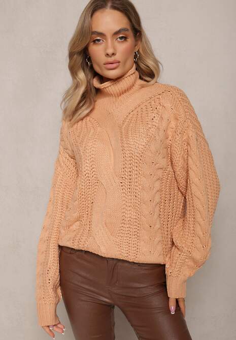 Beżowy Golf w Warkoczykowy Splot Dicuti