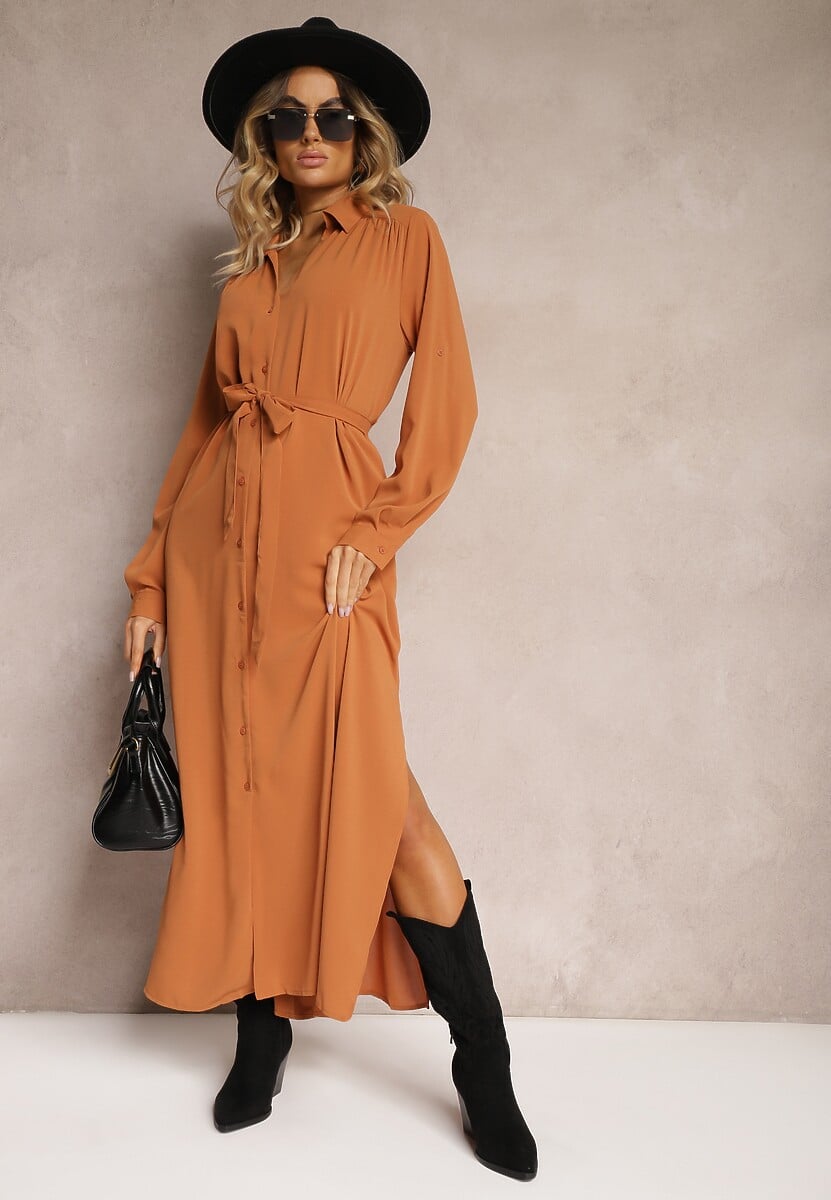 Czarna Casualowa Sukienka Koszulowa na Guziki z Kieszeniami Jezebel