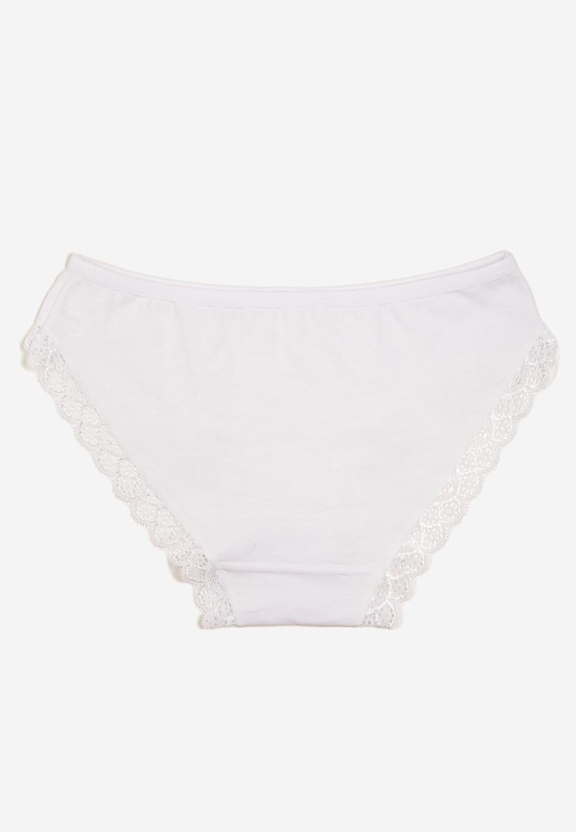 Białe Majtki Typu Figi z Bawełny Ozdobione Koronką Blikaria