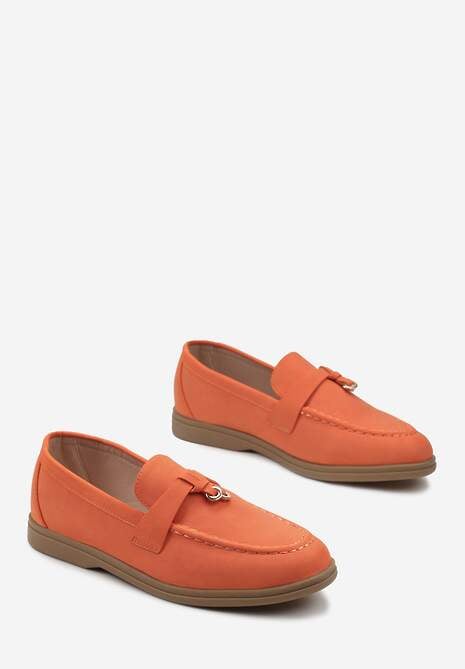 Pomarańczowe Mokasyny z Imitacji Zamszu z Minimalistyczną Zawieszką Rehoda