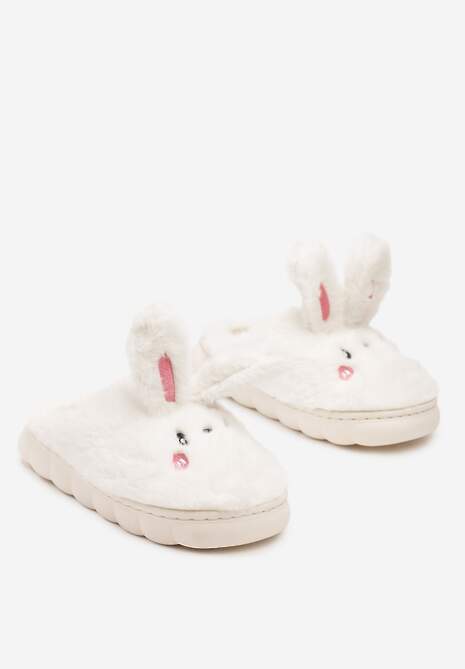 Jasnobeżowe Futrzane Kapcie Vices na Platformie z Tłoczeniem w Stylu Królika Adarevia