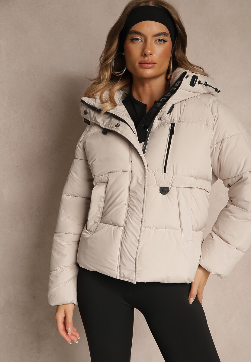 Czarna Pikowana Kurtka o Fasonie Oversize z Kapturem Galadea