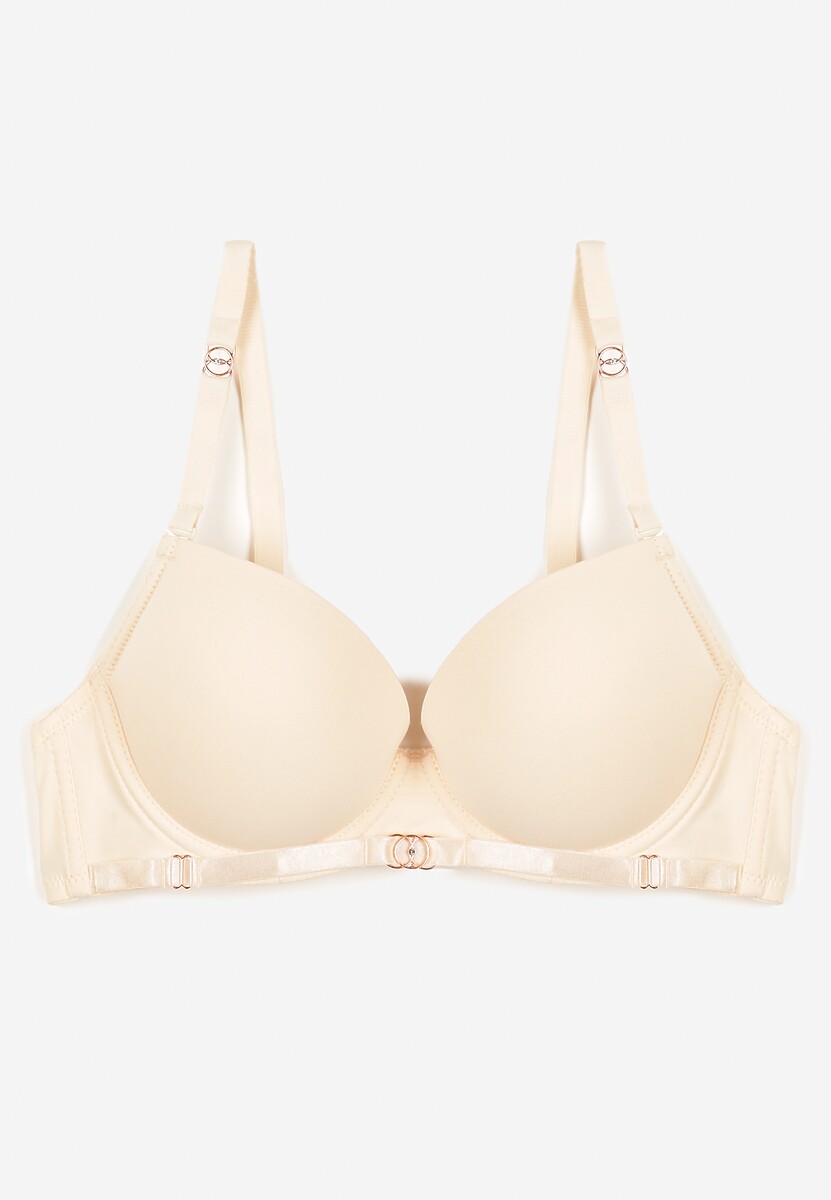 Beżowy Klasyczny Biustonosz z Metalicznymi Wstawkami Emarielle