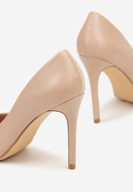 Beżowe Szpilki z Noskiem w Szpic Valvia