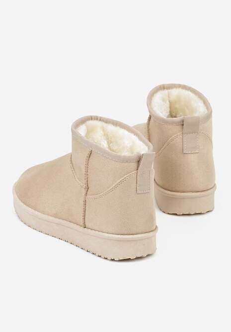 Beżowe Śniegowce z Niską Cholewką Retira