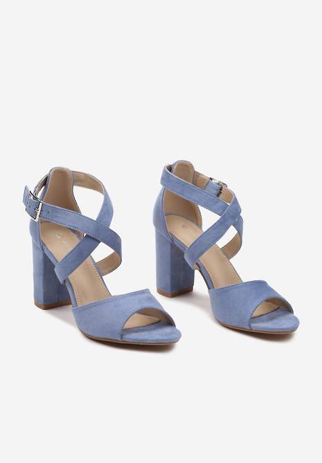 Niebieskie Sandały Zapinane na Sprzączkę na Słupku Meavilla
