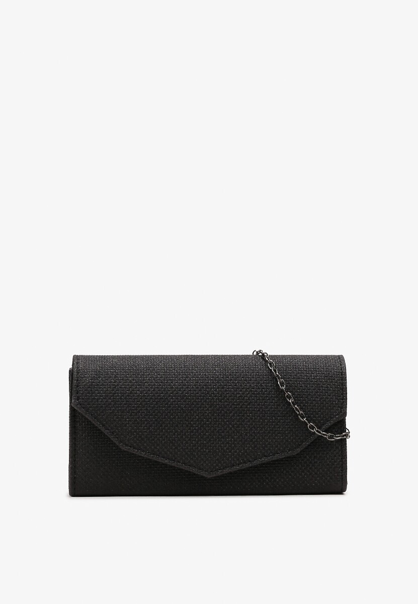 Czarna Brokatowa Torebka Kopertówka na Ramię Brocetta