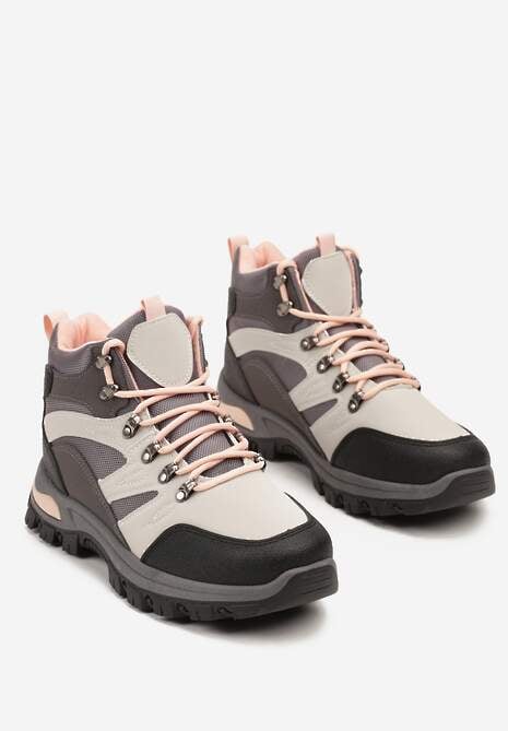 Szare Buty Trekkingowe Trapery Vices z Geometrycznym Wzorem Norrive