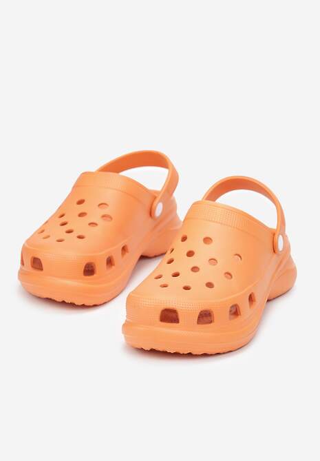 Pomarańczowe Klapki z Paskiem i Wycięciami Bacali
