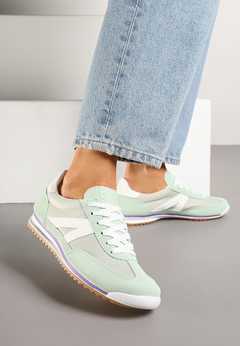 Jasnozielone Sneakersy Ozdobione Geometrycznym Motywem Clevandra