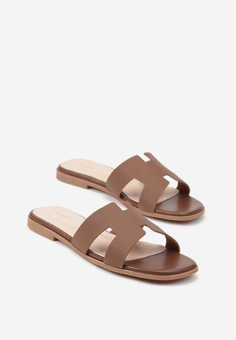 Brązowe Klapki Vices Ozdobione Wycięciami Arnellta