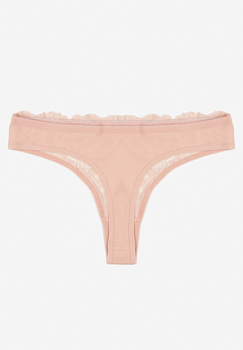 Różowe Bawełniane Majtki Stringi z Koronką Ilwedana