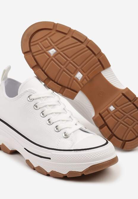 Białe Trampki na Platformie z Niską Cholewką Evalloria