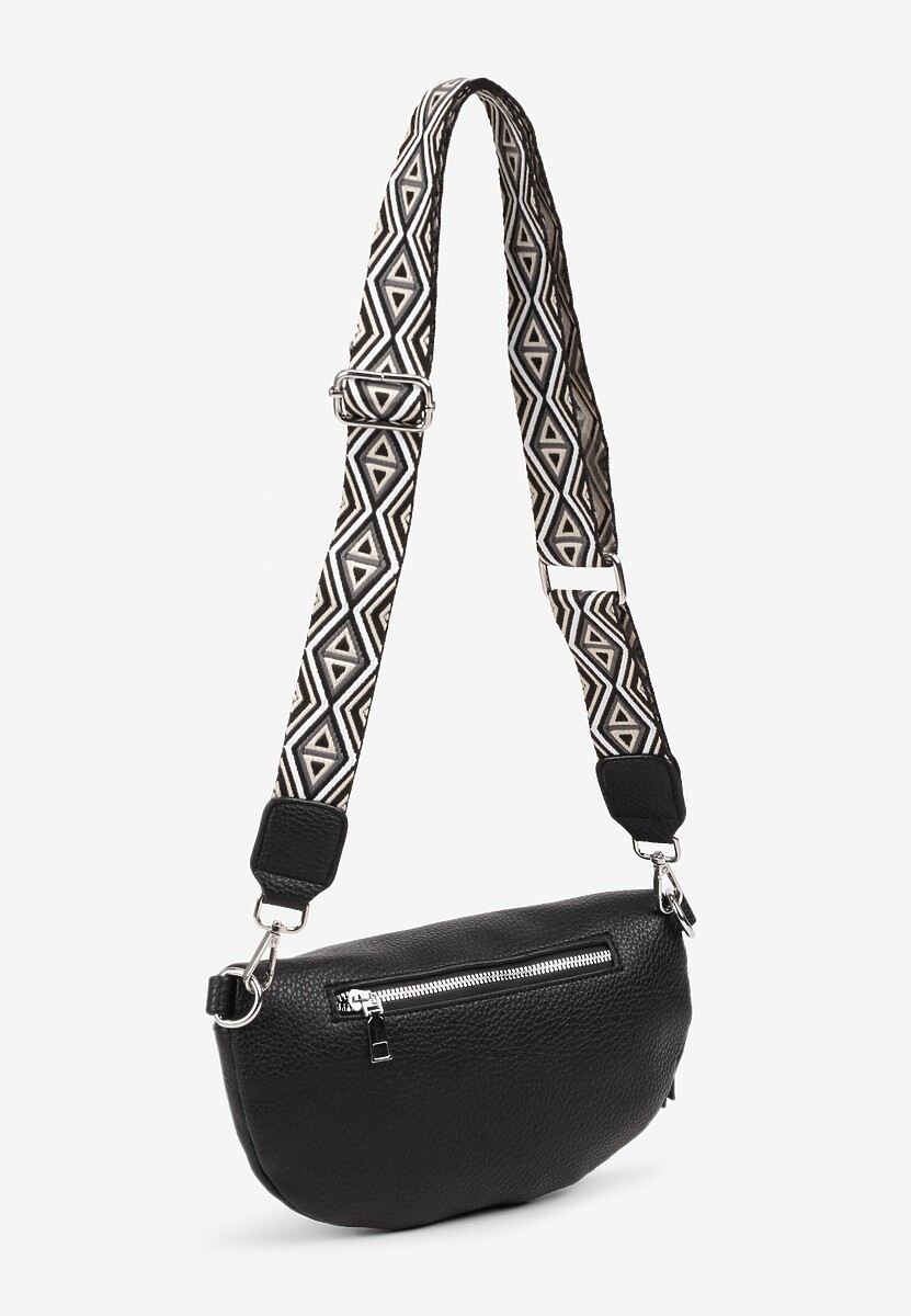 Czarna Nerka z Materiałowym Paskiem w Mozaikowe Wzorki Delavinea