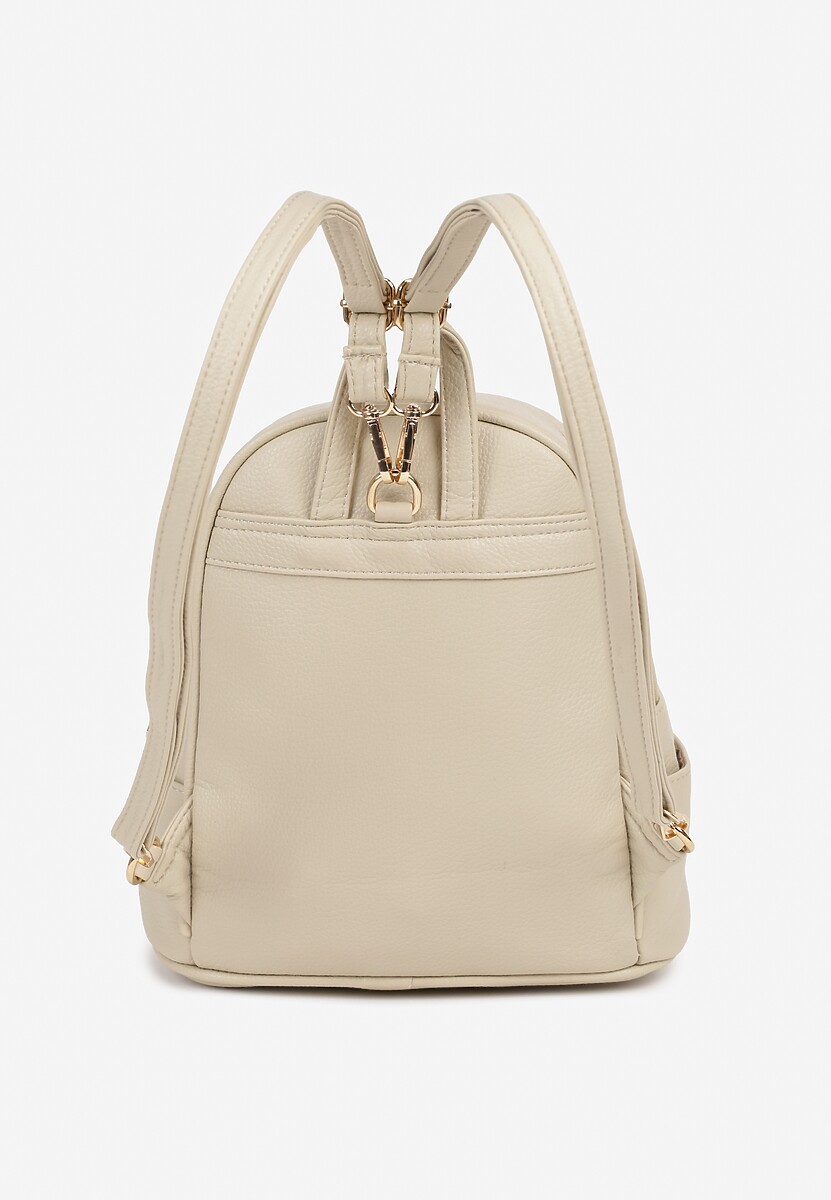 Beżowo-Kremowy Plecak z Metalicznym Zdobieniem Efarinia