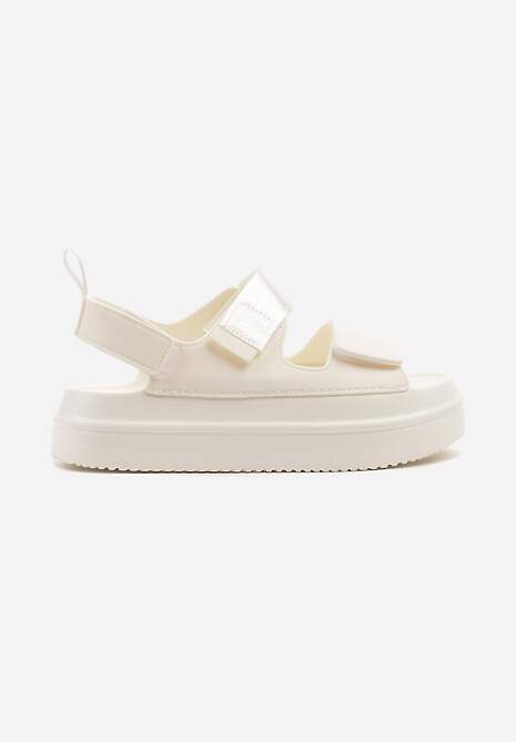 Białe Sandały na Platformie Ozdobione Dwoma Paskami Sovoiti