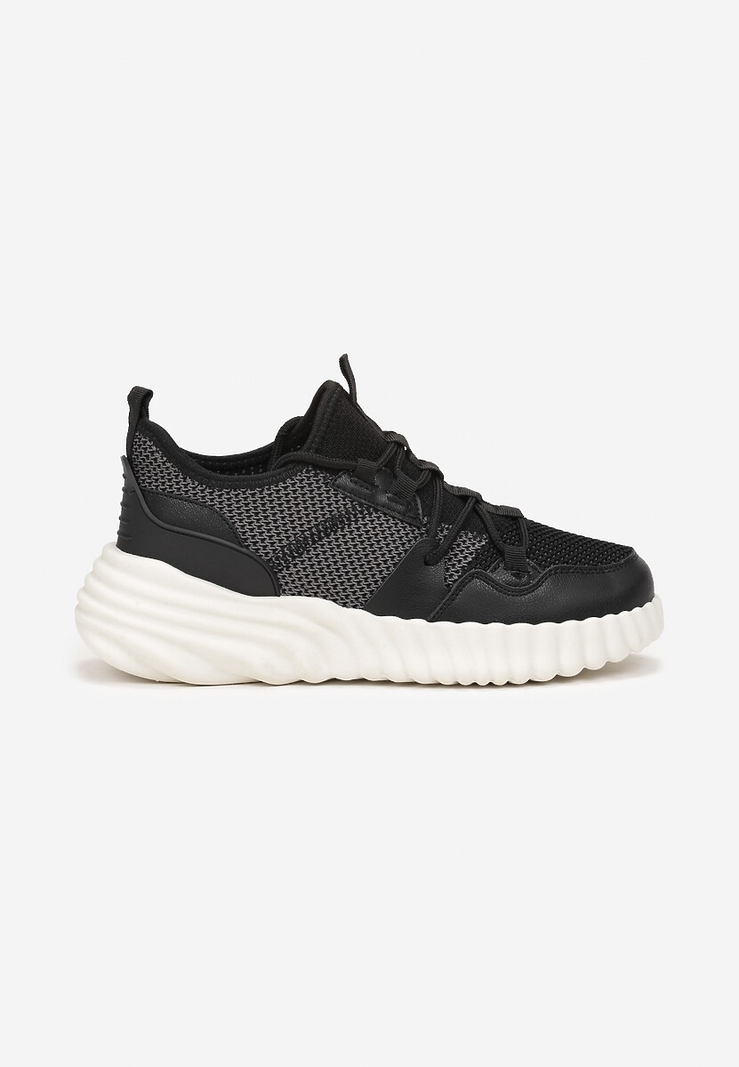 Czarne Sneakersy Sznurowane na Grubej Podeszwie Stephenie