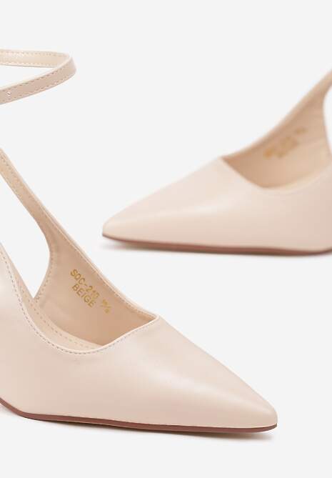 Beżowe Szpilki z Odsłoniętą Piętą i Regulowanym Paskiem Alifela