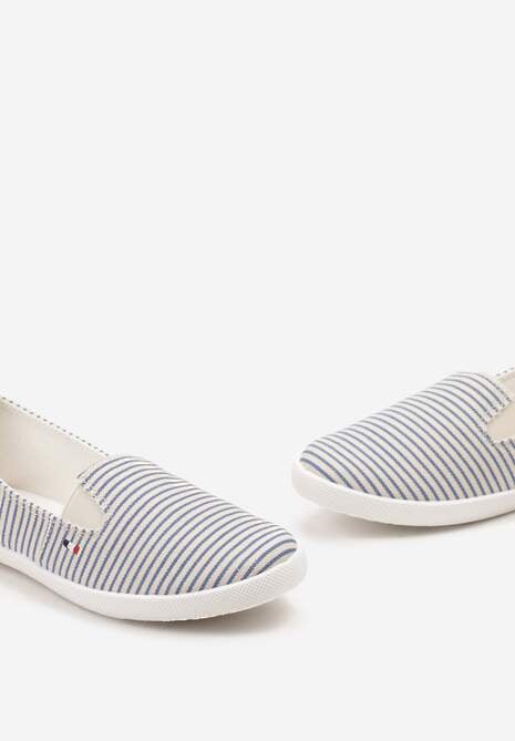 Niebieskie Wsuwane Tenisówki na Płaskiej Podeszwie w Paski Avelinta