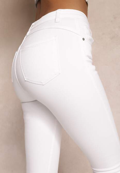 Białe Jeansy Skinny z Efektem Push Up Karinali
