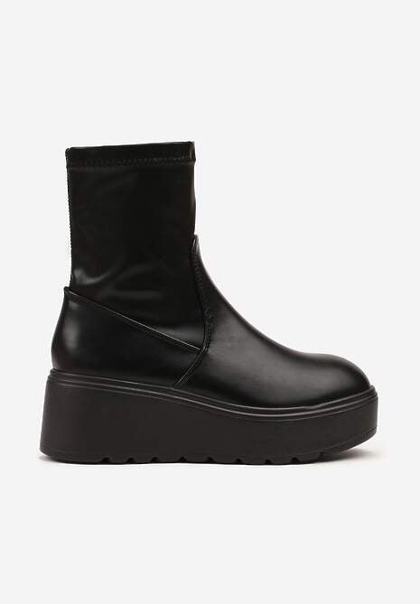 Czarne Botki Vices na Platformie w Stylu Grunge z Dopasowaną Cholewką Faleirae