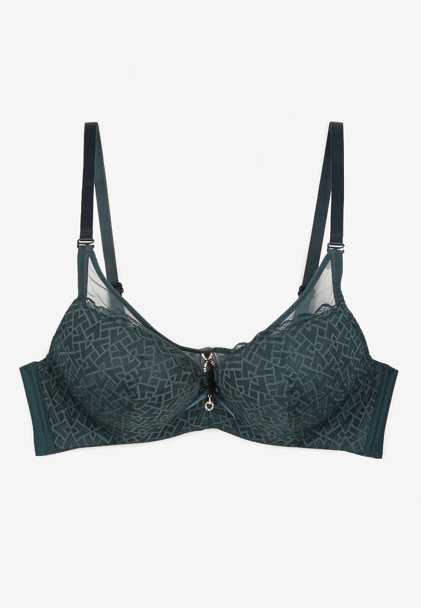 Ciemnozielony Koronkowy Biustonosz Push-Up Evantia