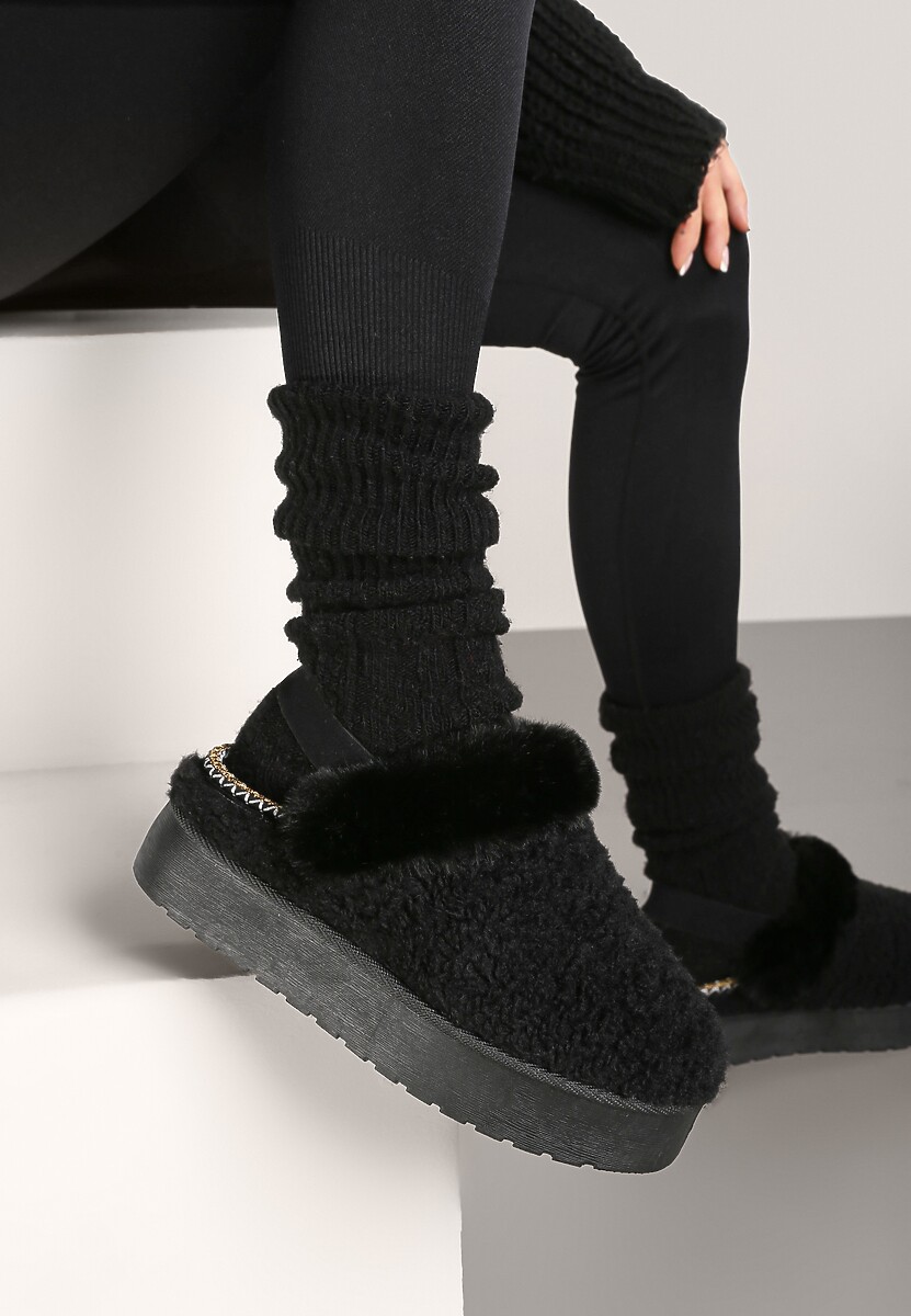 Zielone Futerkowe Śniegowce na Grubej Podeszwie z Gumką na Pięcie Sosena