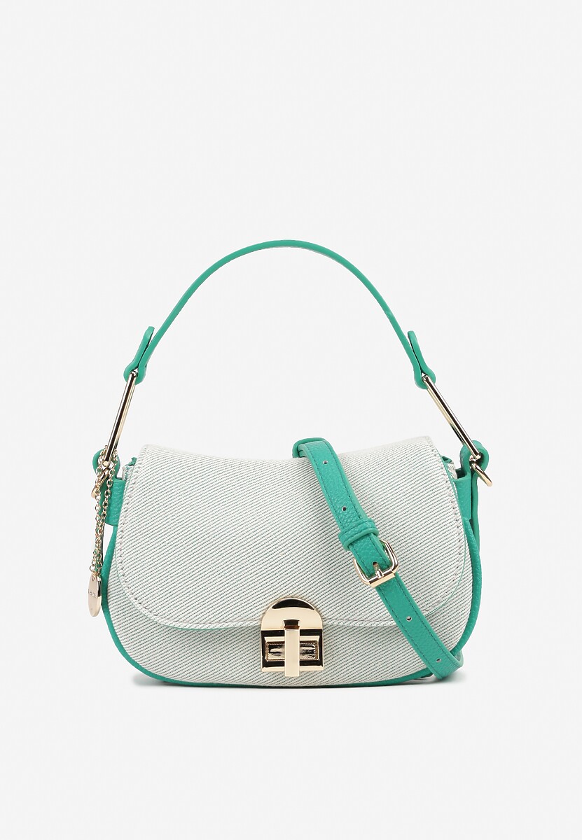 Zielona Torebka z Bawełną w Stylu Listonoszki z Ozdobną Klapą Lenivan