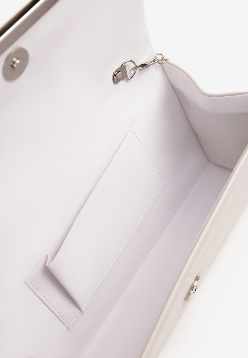 Biała Torebka Wieczorowa Kopertówka z Odczepianym Łańcuszkiem Rinnielle