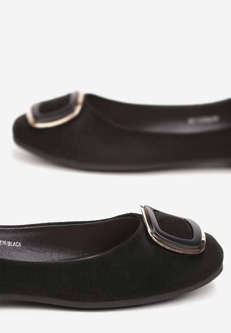 Czarne Balerinki z Kwadratowym Noskiem Heza